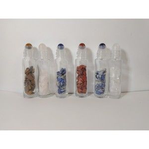 Rollerball Set with Gemstones lot Of 6 for diy Fragrance or Essential Oils